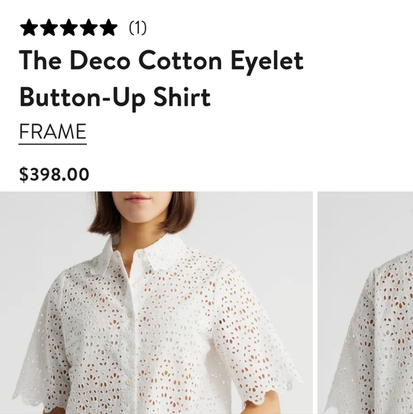 FRAME Deco Elegant White Eyelet Button-Up Top - Picture 1 of 12